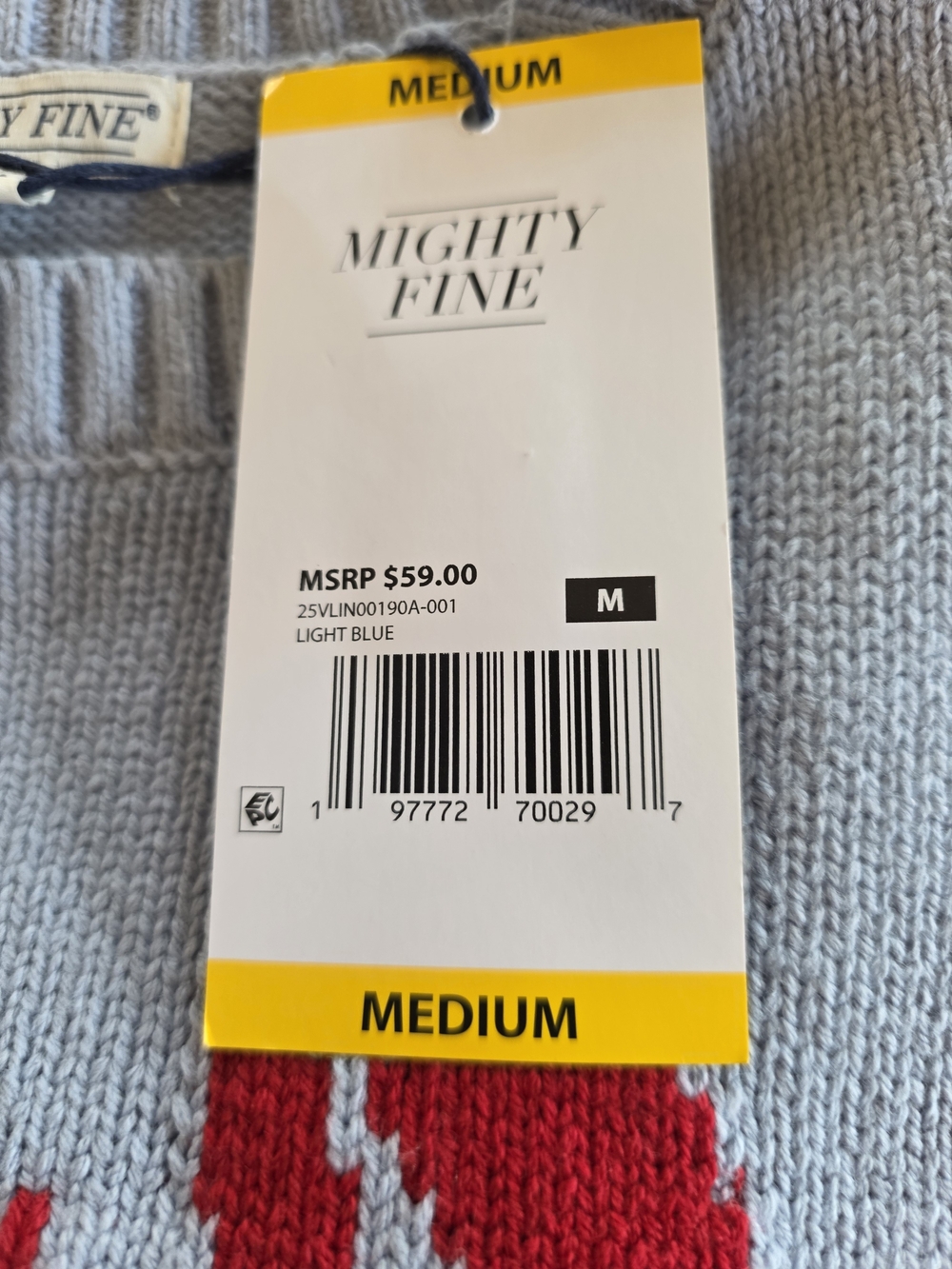 Mighty Fine Light Blue Crewneck Sweater with Red Lobster Graphic - Picture 5 of 6